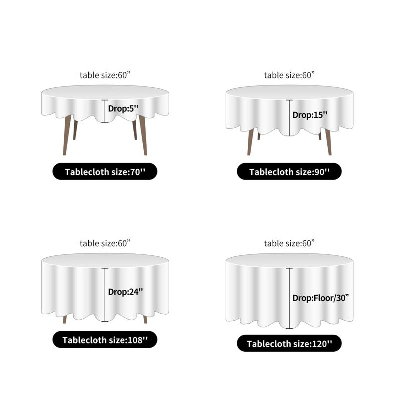 Ascoza 2pack 108 Inch Ivory Round Tablecloth in Polyester Fabric for Wedding/Banquet/Restaurant/Parties - Image 5